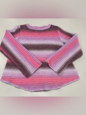 Jessica Simpson Pink, Lavender & Brown Striped Crewneck Sweater